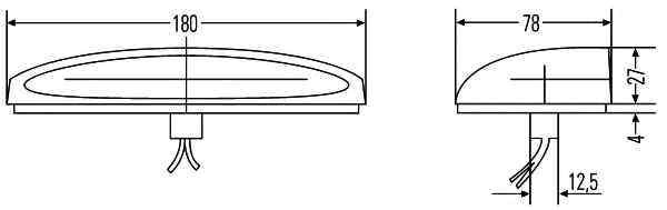 Размеры стоп-сигнала Hella на липучке (4xW5W)